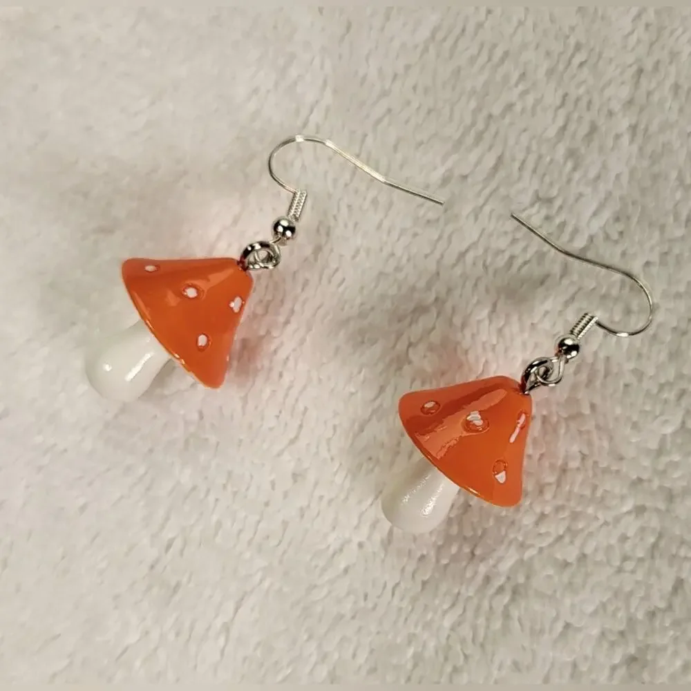 Fun Mushroom Dangle Earrings – Handmade Boho Statement - Picture 3 of 5